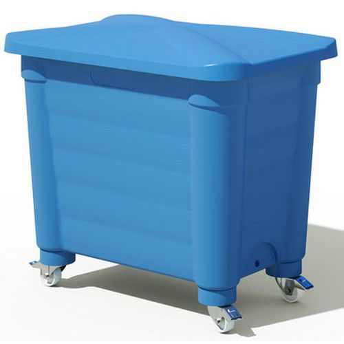 Contenitore di stoccaggio coperchio e rotelle-325L-Blu,