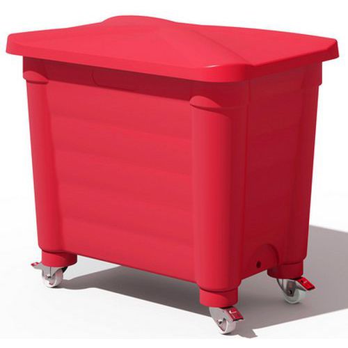 Contenitore di stoccaggio coperchio e rotelle-325L-Rosso,