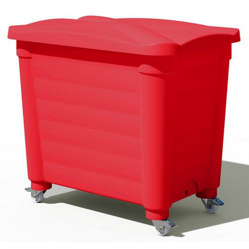 Contenitore di stoccaggio coperchio e rotelle-585L-Rosso,