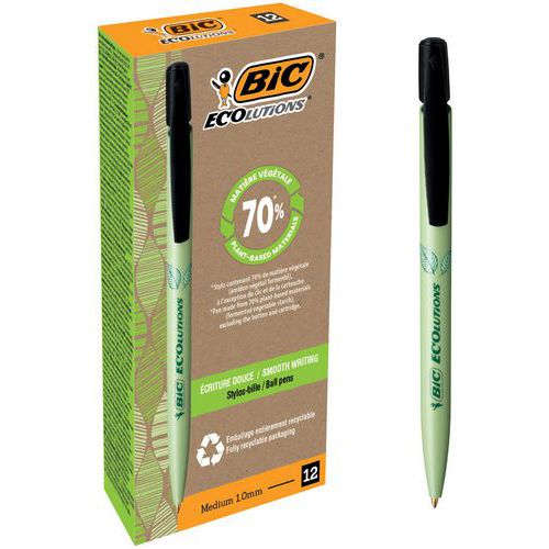 Lotto di 12 penne BIC Media Clic BioBased punta media nero,
