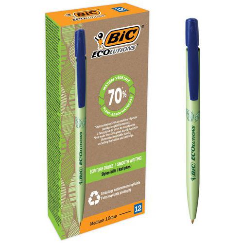 Lotto di 12 penne BIC Media Clic BioBased punta media blu,