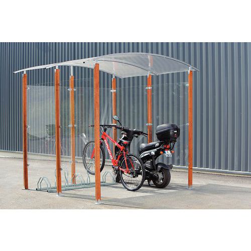 Riparo per biciclette da 4 m², pilastri in legno
