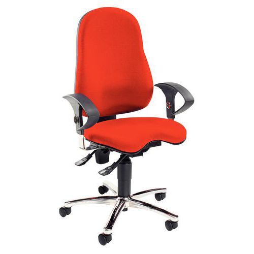 Sedia da ufficio ergonomica Sitnes 10 - Base cromata - Rossa,