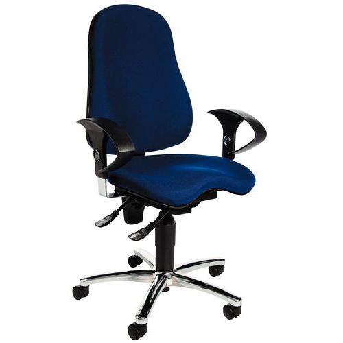 Sedia da ufficio ergonomica Sitnes 10 - Base cromata - Blu,