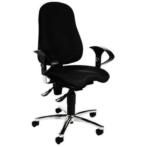 Sedia da ufficio ergonomica Sitnes 10 - Base cromata - Nera,