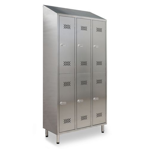 Armadio 3 colonne 6 ante, in inox 441, lucchettabile,