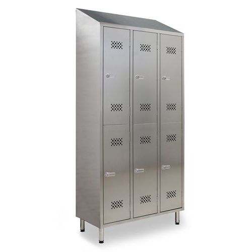 Armadio 3 colonne 6 ante, in inox 441, chiusura a chiave,