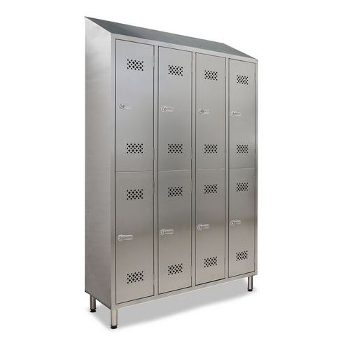 Armadio 4 colonne 8 ante, in inox 441, chiusura a chiave,