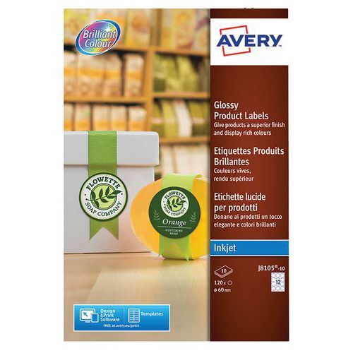 Etichette tonde a getto d'inchiostro Ø 60 mm bianco brill,