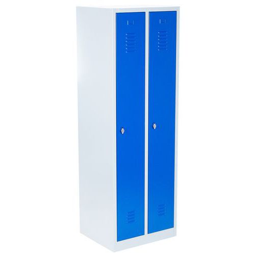 Armadietto ind. pulita 2 scomparti/base grigio/blu + serratura a chiave,