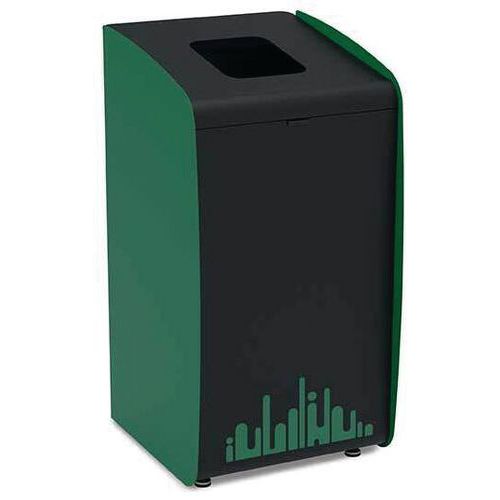 Gettacarte per la raccolta differenziata Metallo Verniciato Nero-Verde 80 L,