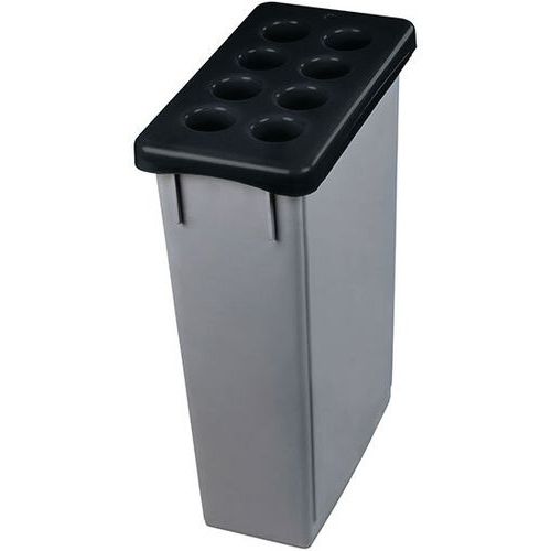 Gettacarte con coperchio raccolta bicchieri Polipropilene Grigio-Nero 90 L,