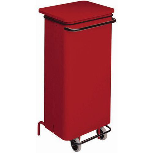 Contenitore mobile a pedale Metallo Vernice Epossidica Rosso 110 L,