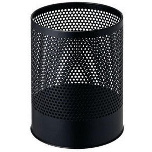 Cestino perforato Metallo Verniciatura Opaca Nera 14 L,