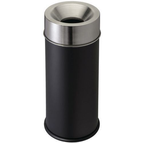 Gettacarte auto-estinguente con coperchio inox Metallo-Inox Nero 30 L,