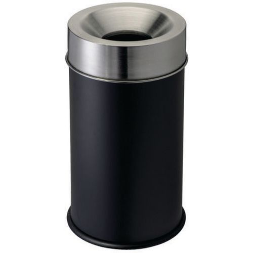 Gettacarte auto-estinguente con coperchio inox Metallo-Inox Nero 50 L,