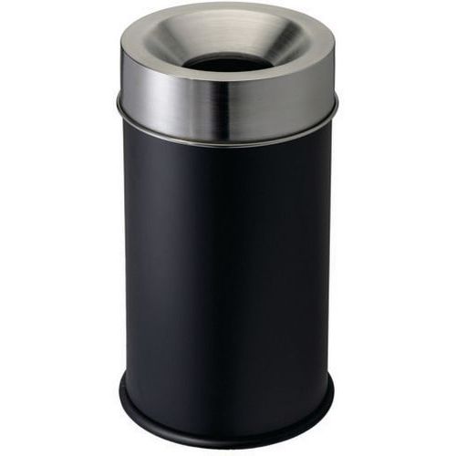 Gettacarte auto-estinguente con coperchio inox Metallo-Inox Nero 90 L,