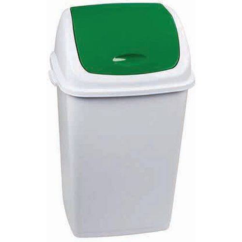 Pattumiera con coperchio basculante colorato Bianco-Verde 50 lt,