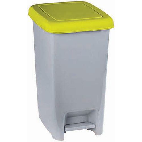 Pattumiera a pedale con coperchio colorato Grigio-Giallo 60 lt,