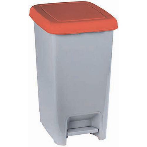 Pattumiera a pedale con coperchio colorato Grigio-Rosso 60 lt,
