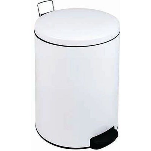 Pattumiera a pedale con coperchio a chiusura silenziosa Vernice Epossidica Bianca 12 L,