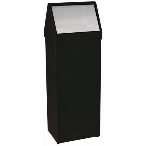 Gettacarte con sportello basculante inox Metallo Vernice Epossidica Nero-Inox 50 L,