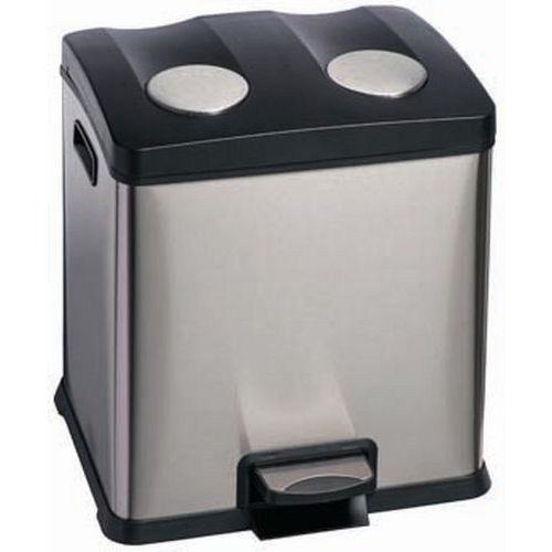 Pattumiera a pedale per la raccolta differenziata Acciaio inox AISI 430 2 x 12 lt,