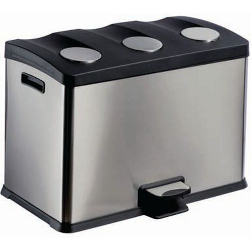 Pattumiera a pedale per la raccolta differenziata Acciaio inox AISI 430 3 x 12 lt,