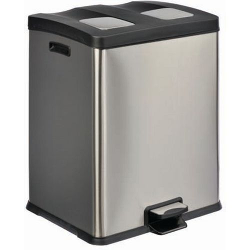Pattumiera a pedale per la raccolta differenziata Acciaio inox AISI 430 2 x 30 lt,