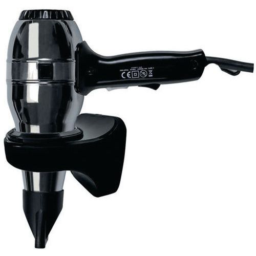 Asciugacapelli con base a muro per uso alberghiero Inox - ABS Nero Brillante 1300 W,