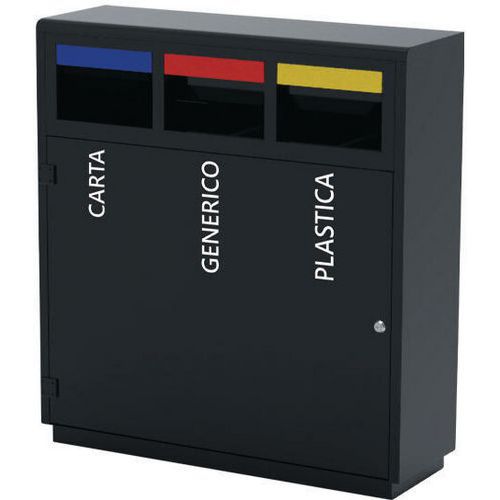 Gettacarte per la raccolta differenziata Acciaio Zincato Nero 3 x 40 L,