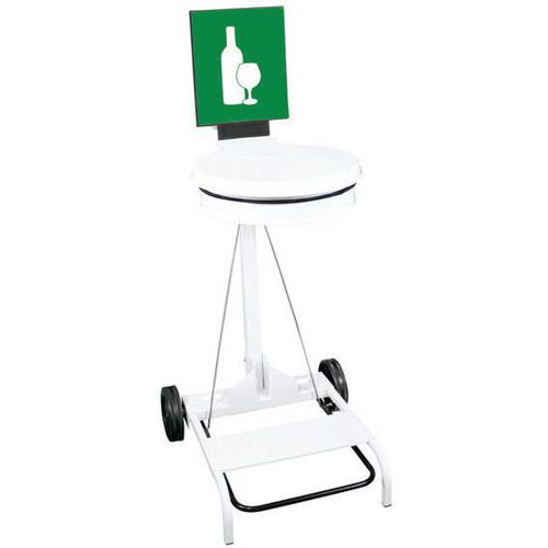 Portasacco mobile con coperchio e pedale Metallo Vernice Epossidica Bianca 110 L,