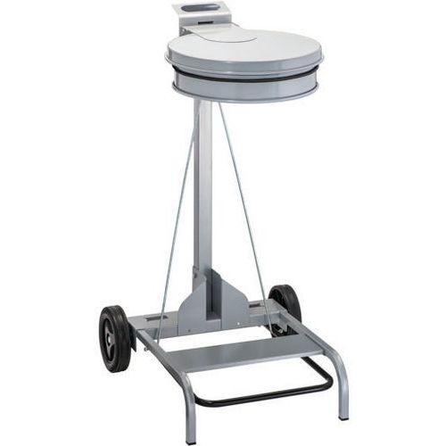 Portasacco mobile con coperchio e pedale Metallo Vernice Epossidica Grigia 110 L,