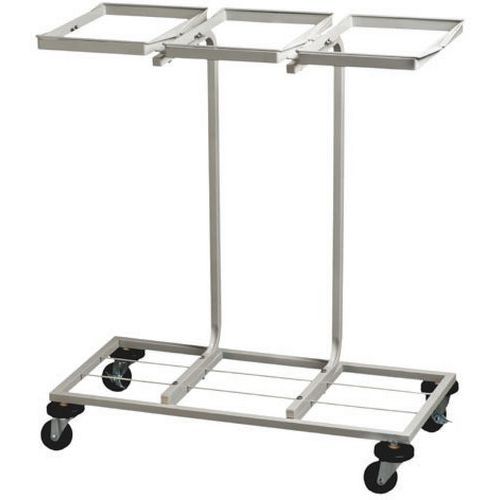 Carrello portasacco per la raccolta differenziata Metallo Vernice Epossidica Bianca 3 x 110 L,