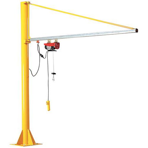 Gru a colonna con braccio triangolare - Altezza 3 m - Raggio 3 m - Portata 100 kg,