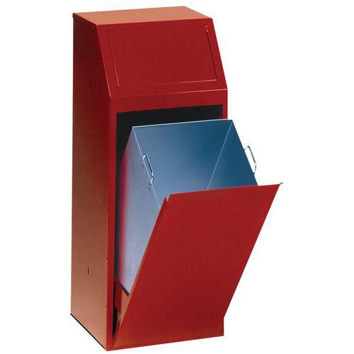Pattumiera officina in metallo 68 L colore rosso,