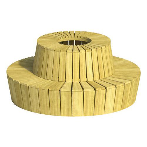 Fioriera + 3 panche curvilinee Hélios in legno di robinia,