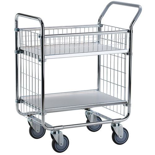 Carrello 2 ripiani P=200 kg dimensioni totali 800x460x940 mm,