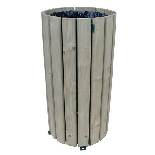Pattumiera in legno per esterni Geneve - 100 L - Senza coperchio,