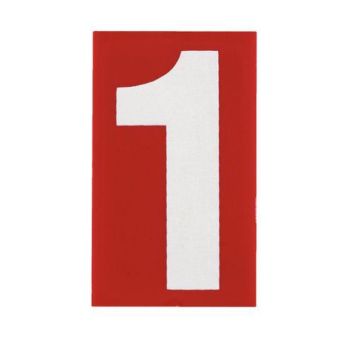 5 Numeri Bianchi 1 H=45Mm Fondo Rosso,