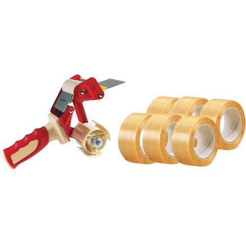 24 rotoli nastro adesivo PVC 75 mm trasparenti+tendinastro,