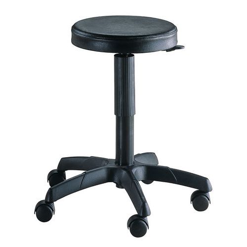 Sgabello tecnico tondino in poliuretano nero H: 44-56,