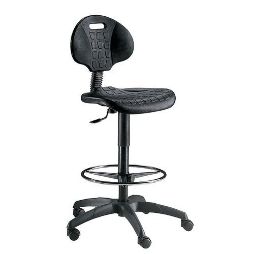 Sgabello tecnico in poliuretano c/poggiabiedi H: 100-125,