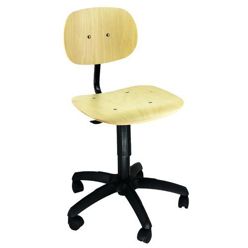 Sgabello tecnico in legno con schienale H: 95-121,