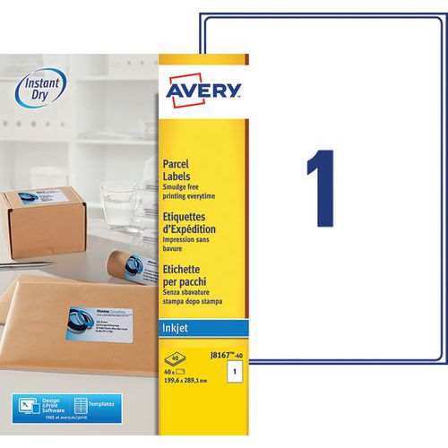 Lotto da 40 etichette di spedizione a getto d'inchiostro bianche 199,6x289,1 mm,