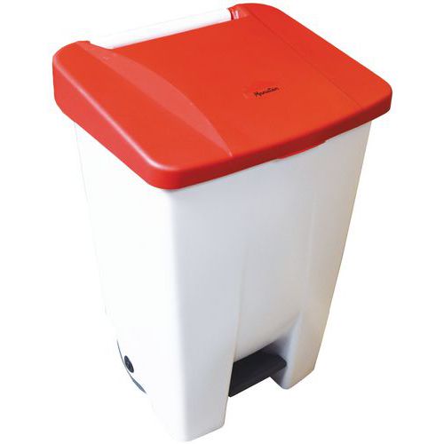 Pattumiera mobile a pedale - 80 L - Bianca / Rossa - Manutan,