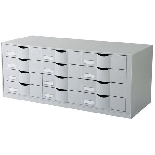 Casellario a 16 cassetti grigio/grigio per armadio,