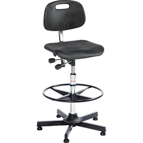 Sedia da officina Classic-Alta-piedini-Acciaio-Nero,