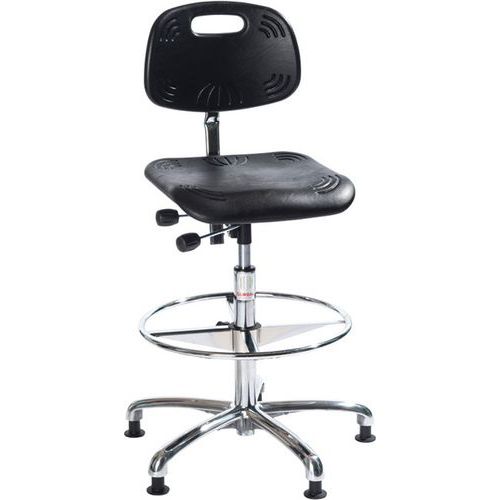 Sedia da officina Classic-Alta-Piedini-Nero,