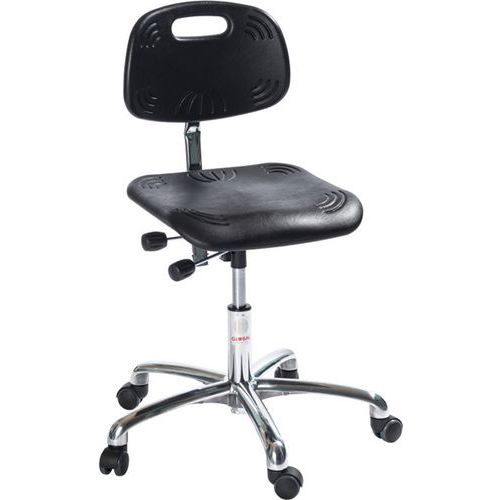 Sedia da officina Classic-Media-con rotelle-Nero,
